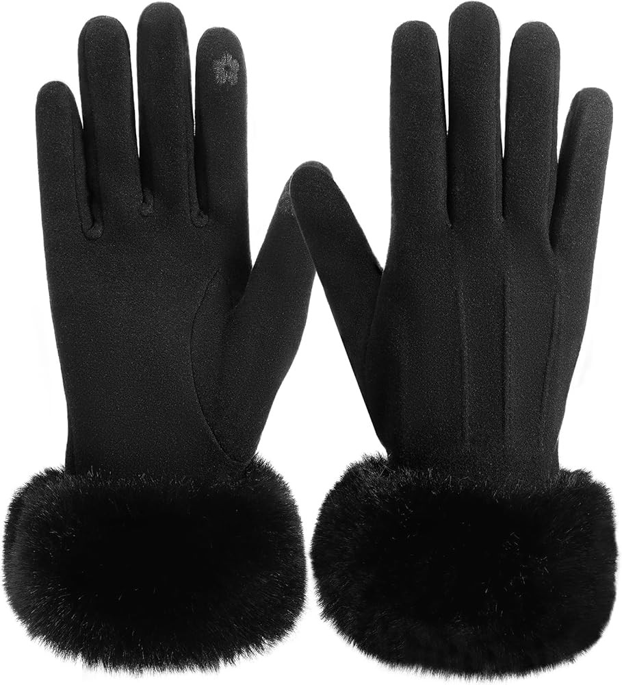 Tavaleu Winter Gloves for Women with Faux Fur Cuff, Thermal Glove with Touchscreen, Knit Lining W... | Amazon (US)