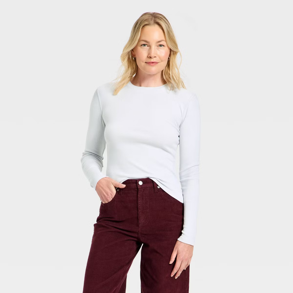 Women's Long Sleeve Slub T-Shirt - Universal Thread™ Heather Gray M | Target