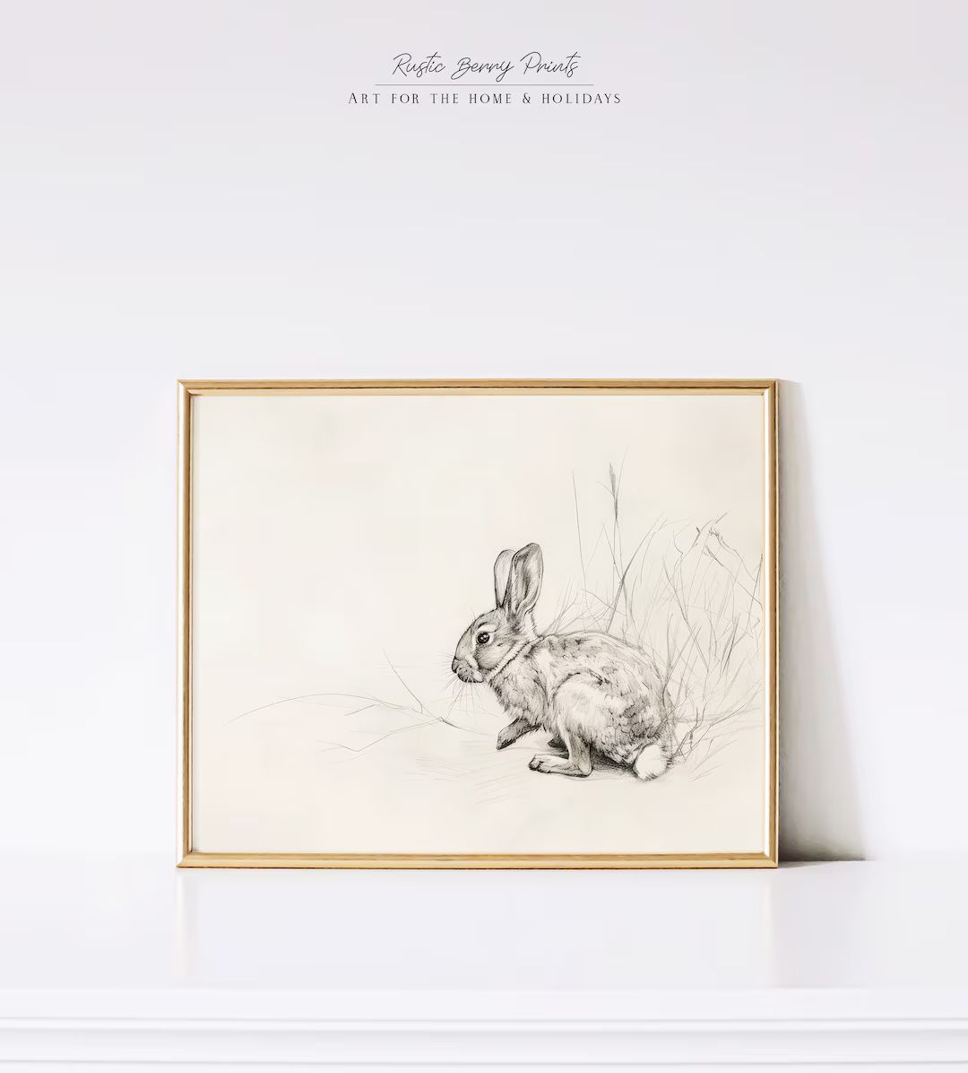 Antique Rabbit Sketch Wall Art | Vintage Print | Cottagecore | Nursery Art | Cute Bunny | Minimal... | Etsy (US)