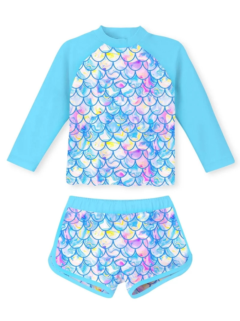 Aridak Girls Rash Guard Swimsuit Long Sleeve Bathing Suit 2-Piece Set 3-10 Years | Walmart (US)