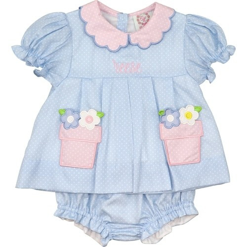 Blue Dot Pique Flower Pot Diaper Set - Shipping Mid-May | Cecil and Lou