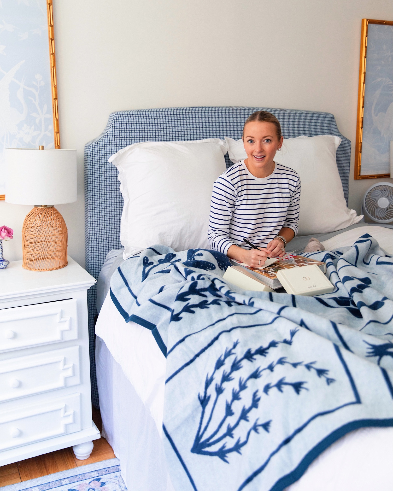 Our coastal inspired blue and white bedroom! 🤍💙 #bedroom #blueandwhite #SerenaandLily 

#LTKhome #LTKsalealert #LTKFind