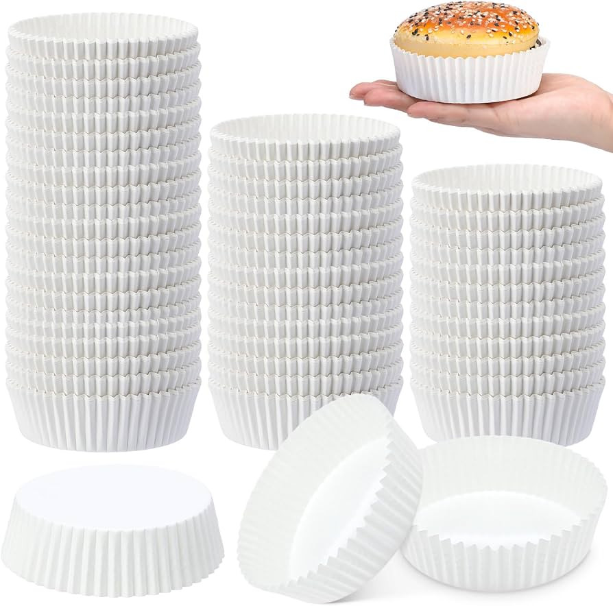 Uiifan 50 Pcs Paper Baking Cups Muffin Liners Microwave Safe,White | Amazon (US)