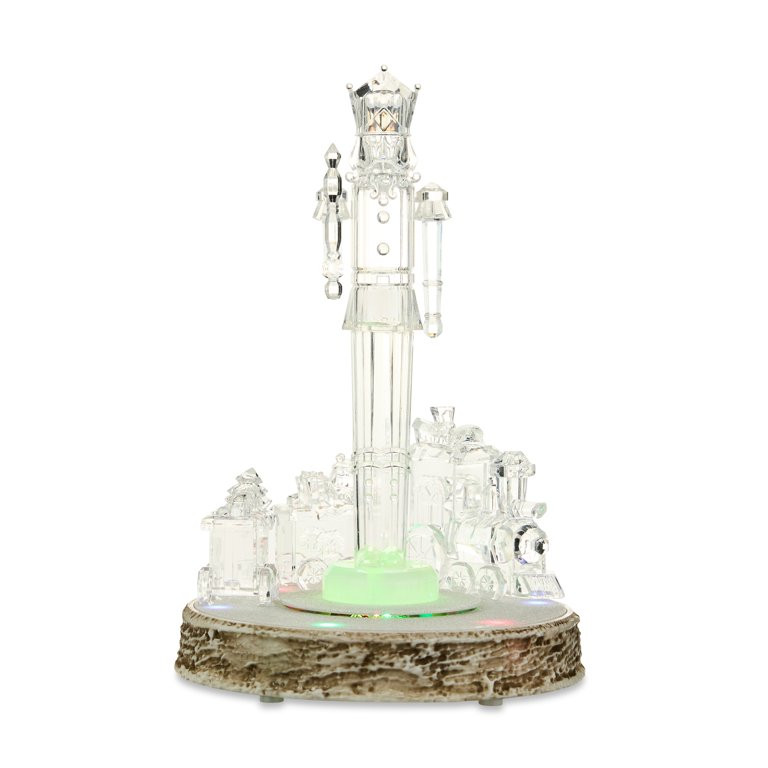 13” Animated Clear Acrylic Nutcracker & Train Scene, Indoor Christmas Figurine, by Holiday Time | Walmart (US)
