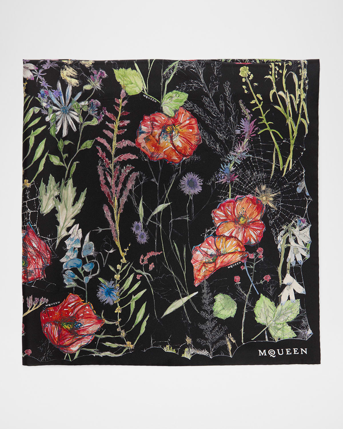 Spider Floral Silk Twill Scarf | Neiman Marcus