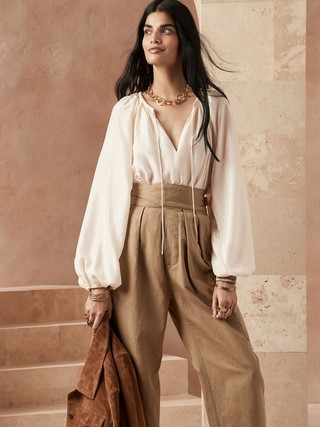 Silk Habotai Tie-Neck Top | Banana Republic (US)