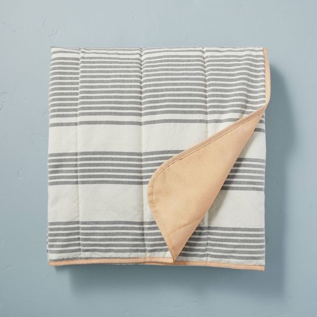 Allover Stripe Summer Picnic Blanket Gray/Gold/Cream - Hearth & Hand™ with Magnolia | Target