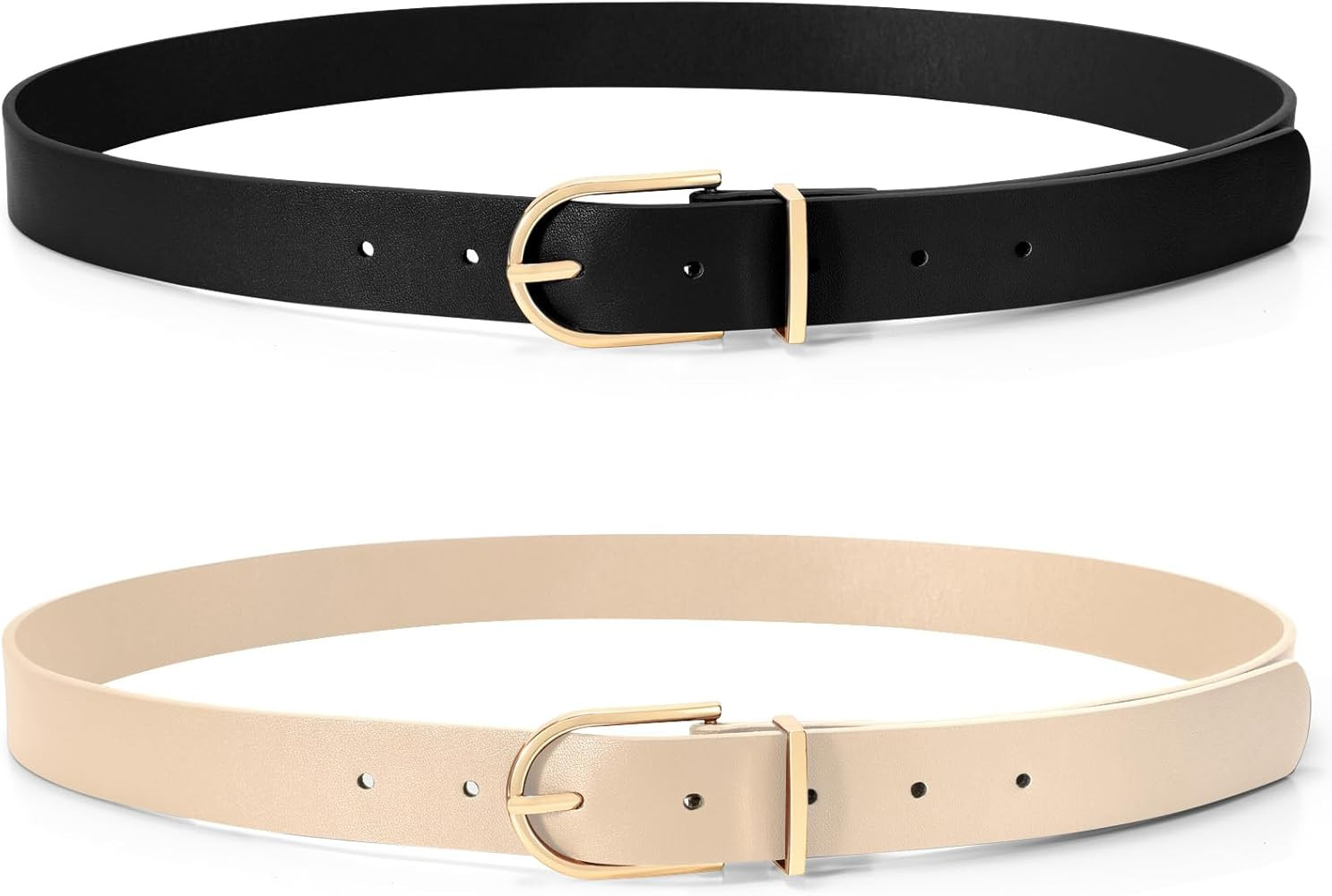 SUOSDEY 2 Pack 3 Pack Womens Fashion Leather Belts for Jeans Dresses Pants Black Brown Beige Ladi... | Amazon (US)
