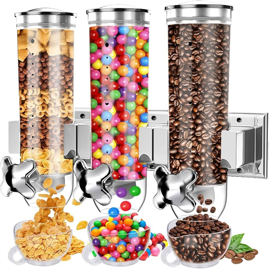Food Dispenser Wall Mounted Grain Dispenser, Cereal Dispenser with Cup, Dry Food Dispenser Wall M... | Amazon (US)