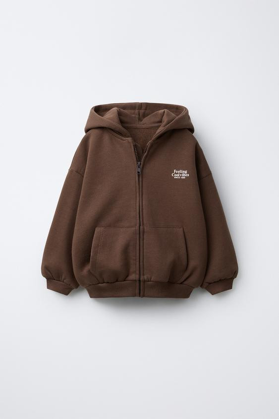 ZIPPERED TEXT HOODIE | Zara US