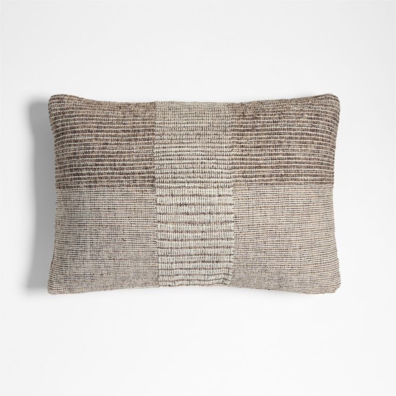 Textured Woven Stripes 22x15 Deep Brown Indoor/Outdoor Throw Pillow | Crate & Barrel | Crate & Barrel
