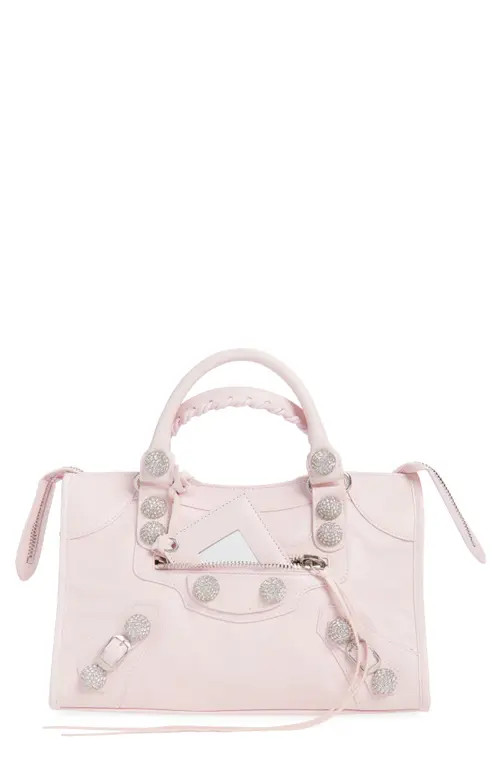 Balenciaga Small Le City Giant Stud Leather Top Handle Bag in 5723 Petal Pink at Nordstrom | Nordstrom
