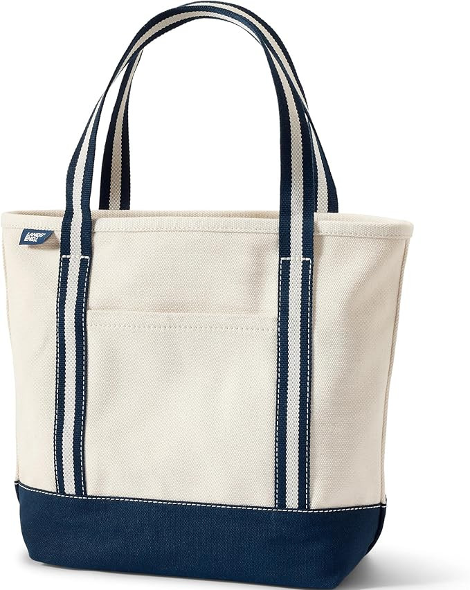 Lands' End Canvas Tote Bag, Open Top, Snap Closure Pocket, Key Ring, Reinforced Handles and Base,... | Amazon (US)