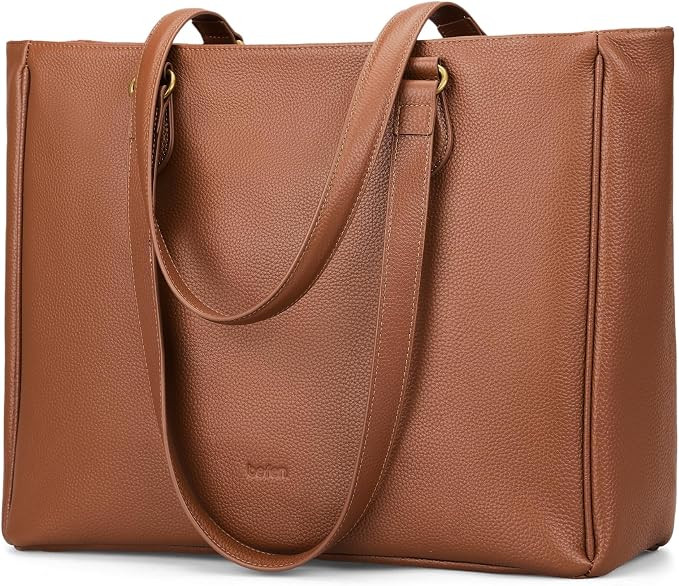 befen Genuine Leather Work Tote Bag for Women Leather Purse Handbags | 15.6" Laptop Sleeve, Real ... | Amazon (US)