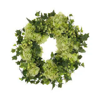 31" Wreath with Hydrangeas and Sedum | Bed Bath & Beyond