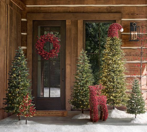 Lit Red Berry Reindeer | Pottery Barn (US)