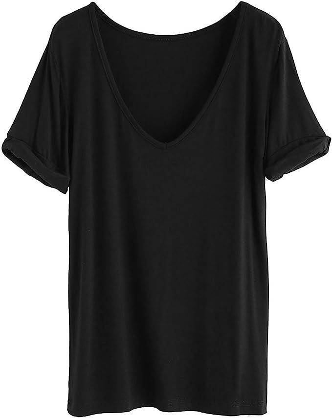 SheIn Women's Summer Short Sleeve Loose Casual Tee T-Shirt | Amazon (US)