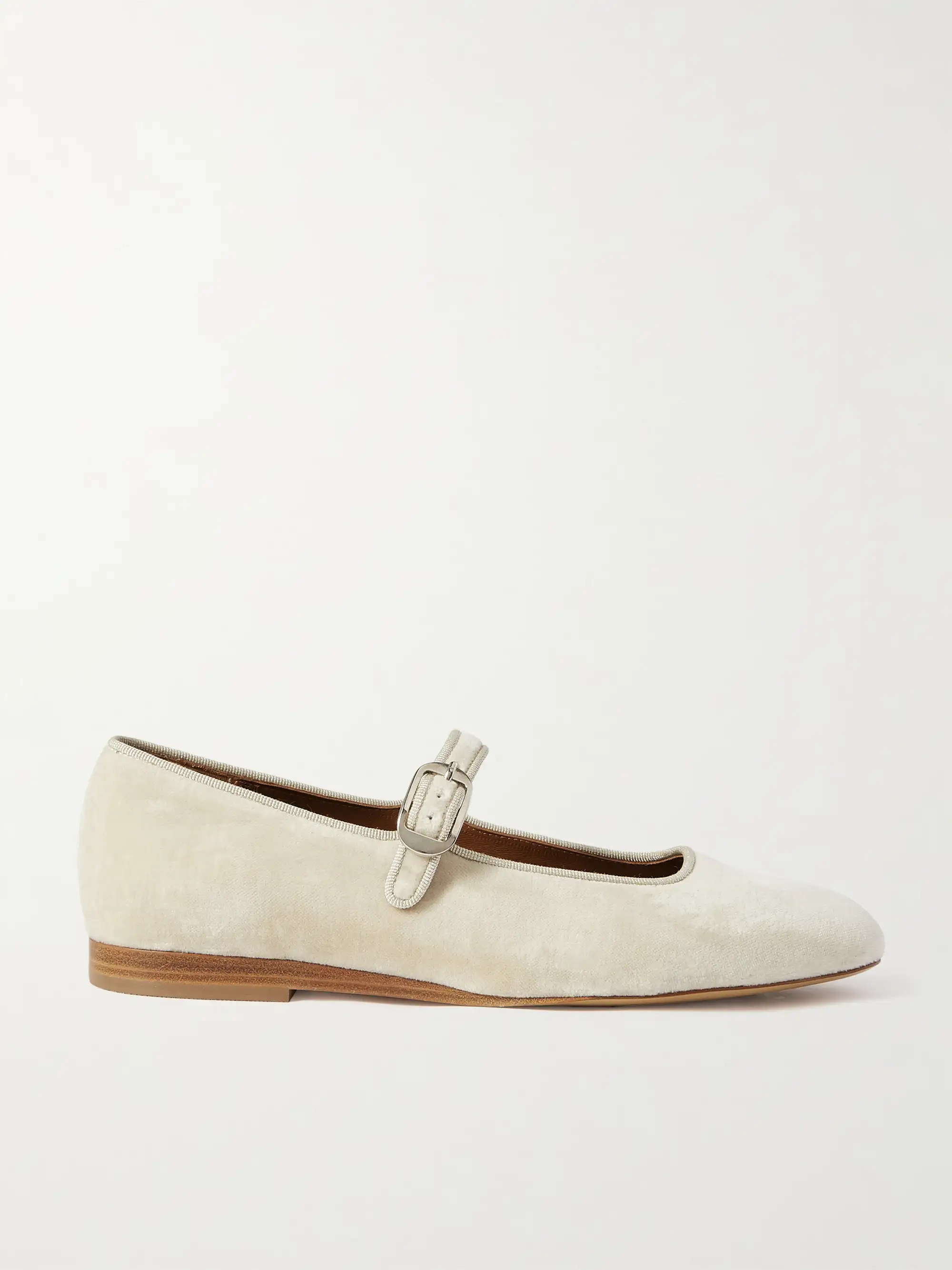 Grosgrain-trimmed velvet Mary Jane ballet flats | NET-A-PORTER (US)