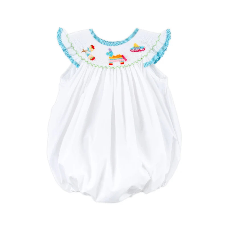 Time To Fiesta Smocked White Bubble | Classic Whimsy