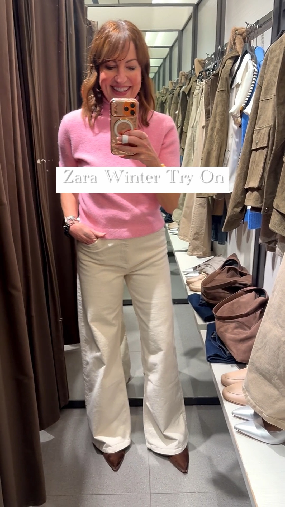 Comment SHOP for links! 
Popped into Zara and these things caught my eye! Loved the ecru, wide leg denim and pastel sweaters. Zara always has that bit of trend and something different that snaps us out of the winter fashion doldrums! I have a few more try on reels coming as I attempt to pass the time while missing Julie! See our stories to see what she’s up to!🍼👶
Comment SHOP for links to this try on delivered to your inbox!! Also watch our stories for links!🔗

Zara, ecru denim, short sleeve sweater, pink sweater, sweater vest, suede jacket, wide leg denim, cropped denim, white blouse 

#LTKdayinmylife #LTKootd #LTKOver40