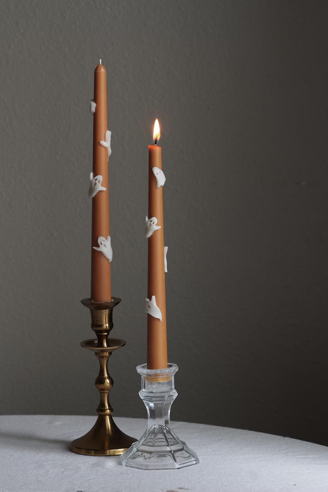 Handcrafted Halloween Ghost Taper Candles: Soy & Beeswax, 9.5" (pair) - Etsy | Etsy (US)