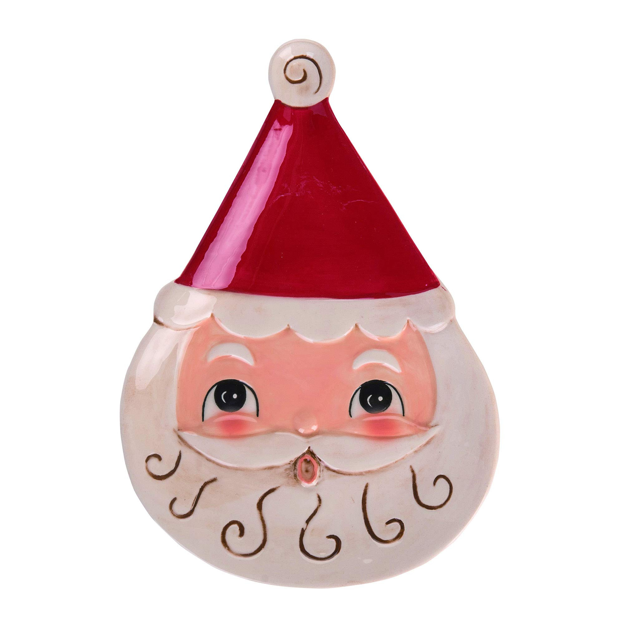 Nostalgic Santa Shaped Rosy Red 8 x 6 Dolomite Ceramic Christmas Plate | Amazon (US)