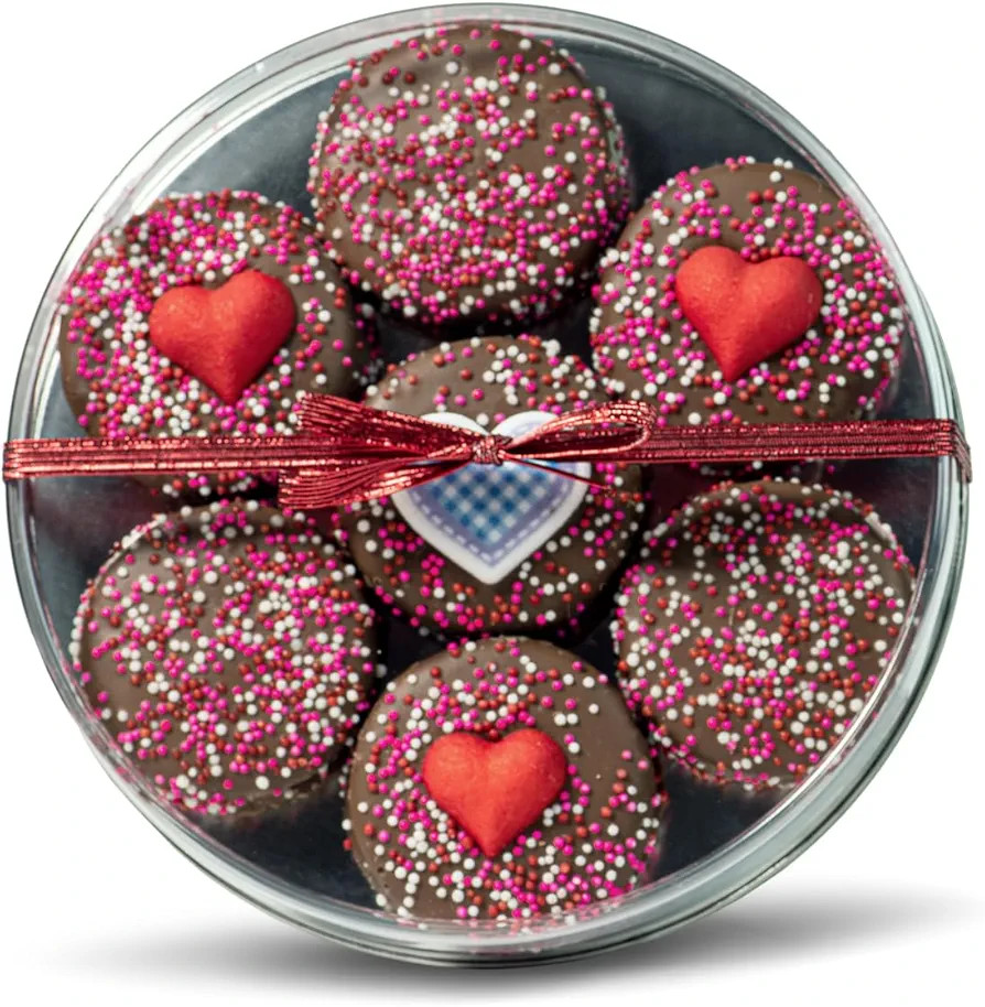 I LOVE YOU Red Valentine Chocolate Dipped Sandwich Cookies | Olde Naples Hand Decorated Cookies |... | Amazon (US)