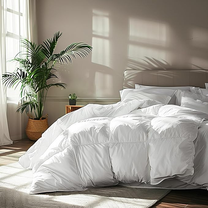 Serta Goose Feather Down Fiber Cotton Comforter King Size - 100% Cotton Duvet Insert - Hotel Luxu... | Amazon (US)