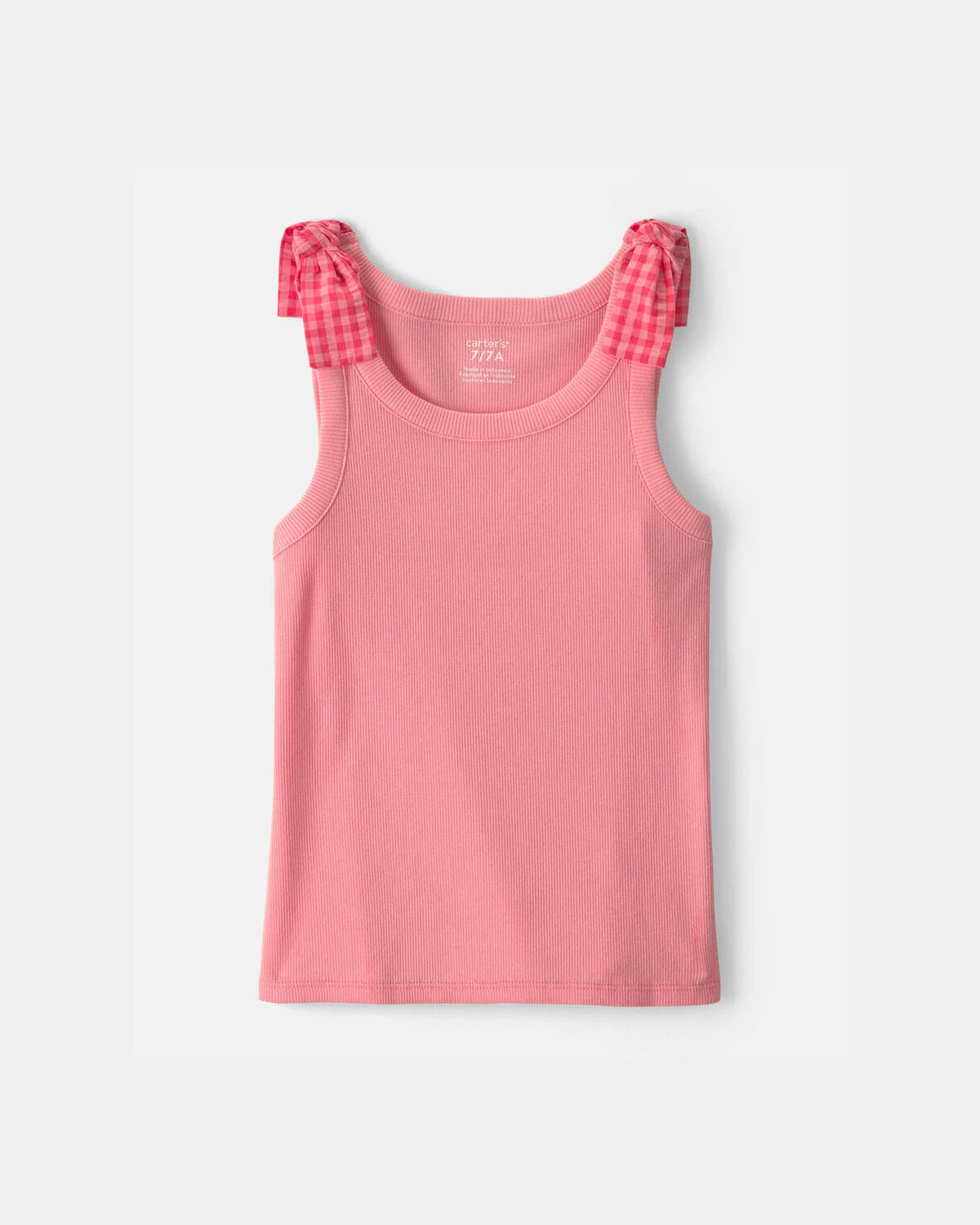 Girls Gingham Bow-Sleeve Tank Top - Coral | Carter's Inc