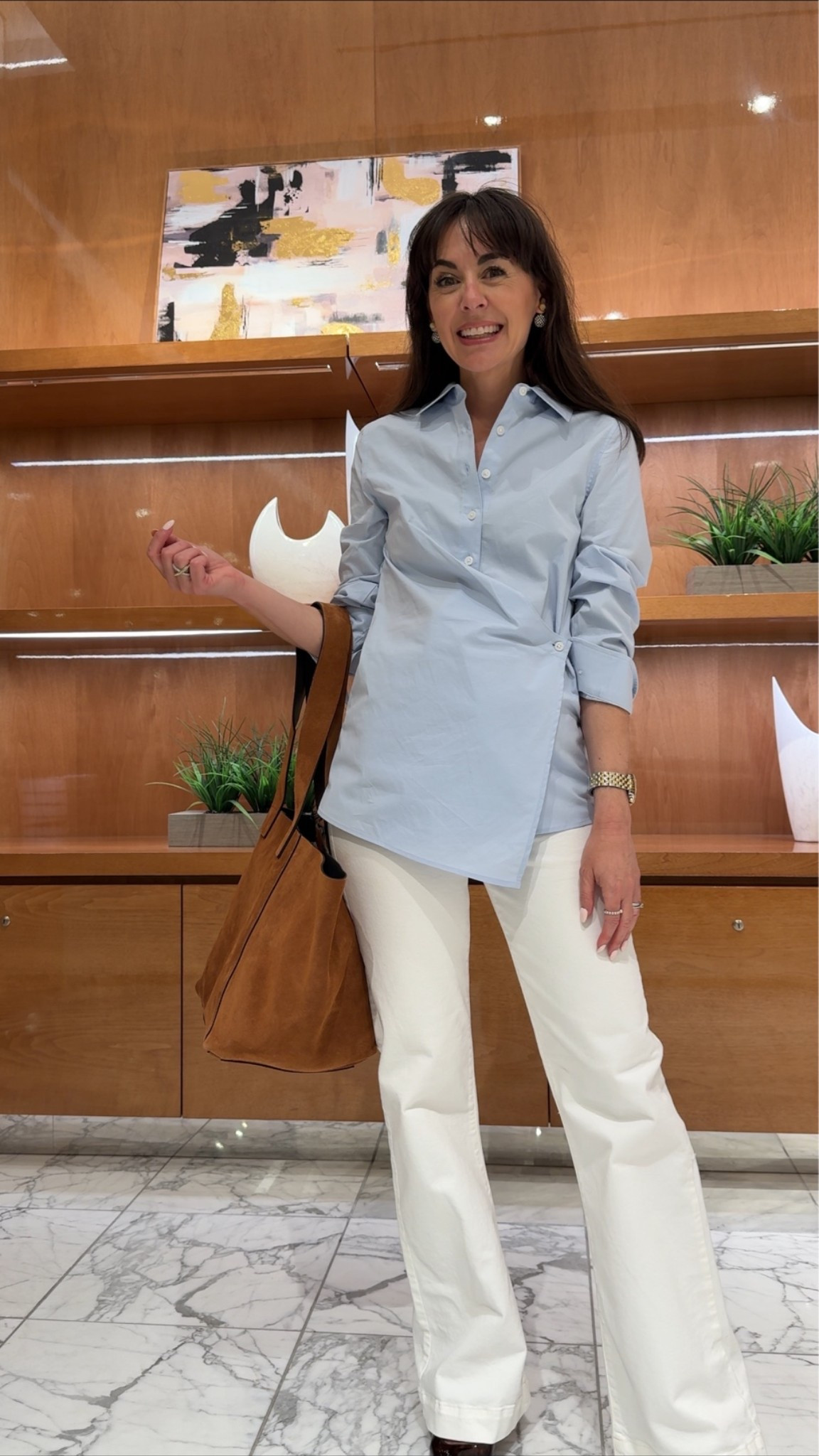 A look that feels fantastic, polished, and easy to wear! Best part: it is on sale during the Nordstrom Anniversary sale. This long sleeve wrap button up shirt and rich suede bag is giving elevated everyday style!

#LTKootd #LTKSaleAlert #LTKSeasonal