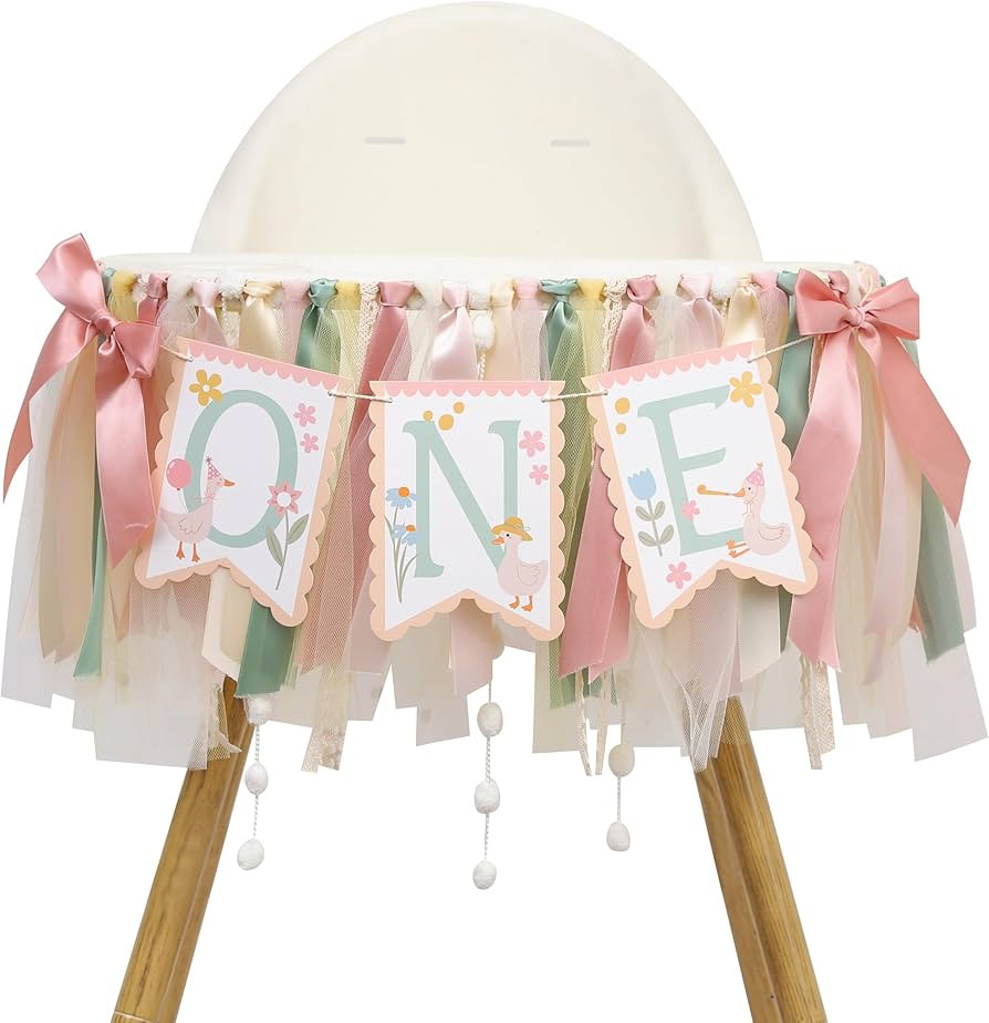 One Happy Goose High Chair Banner - Sweet 1st Birthday Party Decorations,Colorful Highchair Garla... | Amazon (US)