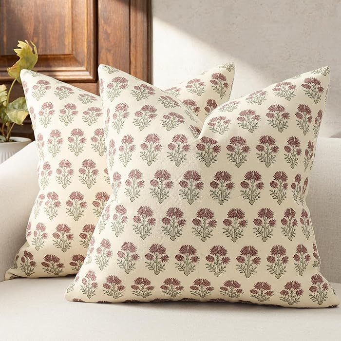 Farmhouse Floral Pillow Covers 26x26 Set of 2, Country Botanical Throw Pillow Cover for Sofa Couc... | Amazon (US)