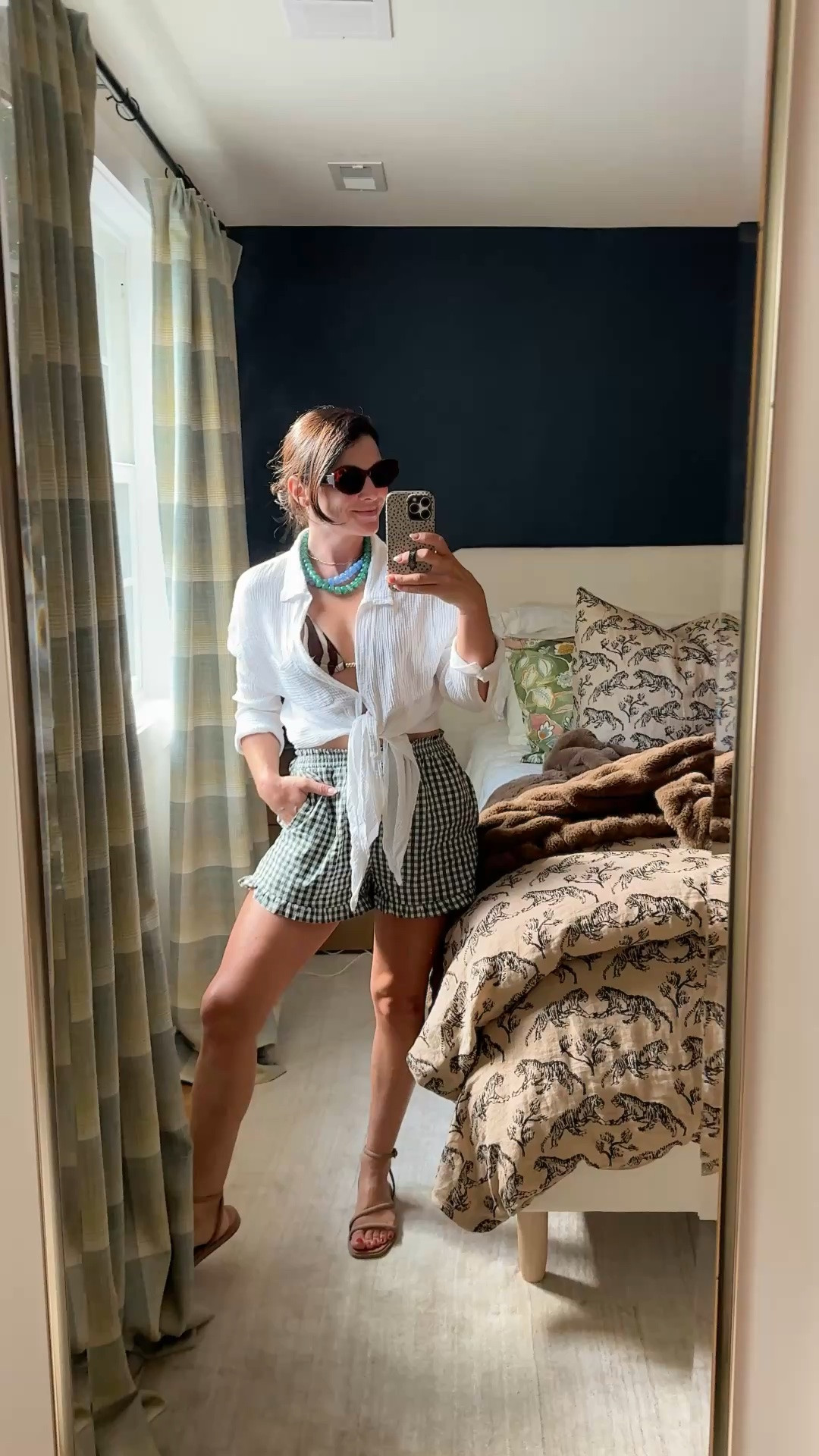 Size up in shirt and shorts for oversized fit. Wearing medium in both. Swimsuit fits tts and has moderate coverage in the back. The Amazon necklaces are so cute!!!

#LTKootd #LTKvlog #LTKgrwm