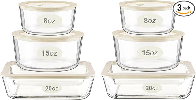 Urban Green Glass Food Container Set with Glass Lid, 6 Pack, Food Storage Containers Set, Airtigh... | Amazon (US)