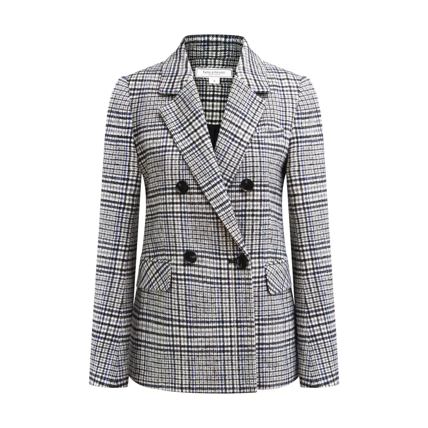 Piccadilly Wool Blend Plaid Blazer - Grey | Wolf & Badger