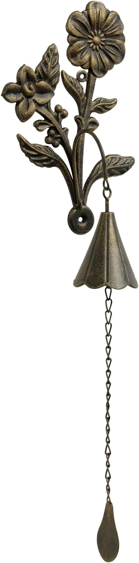 Floral Cast Iron Bell, Double Flower & Cone-Shaped Bell Design for Porch, Pathway, or Garden Deco... | Amazon (US)