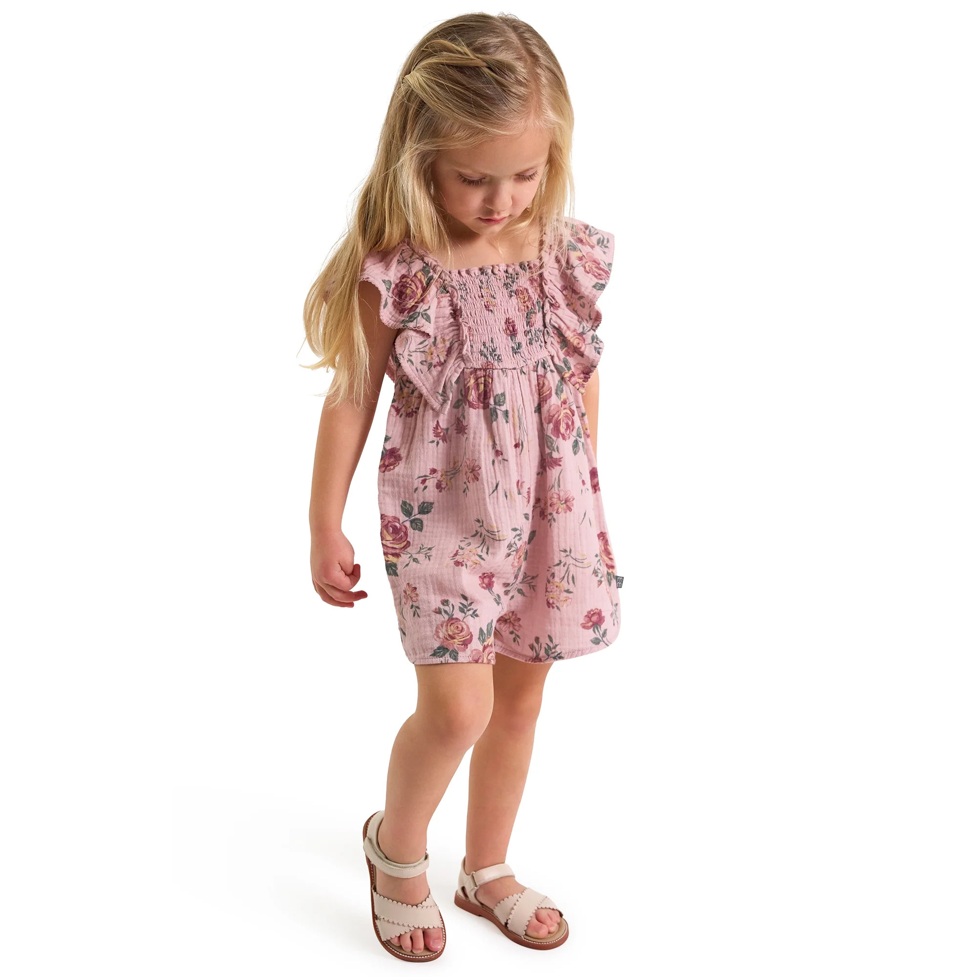 Modern Moments by Gerber Toddler Girl Flutter Romper with Smocking, Sizes 12 Months - 5T | Walmart (US)
