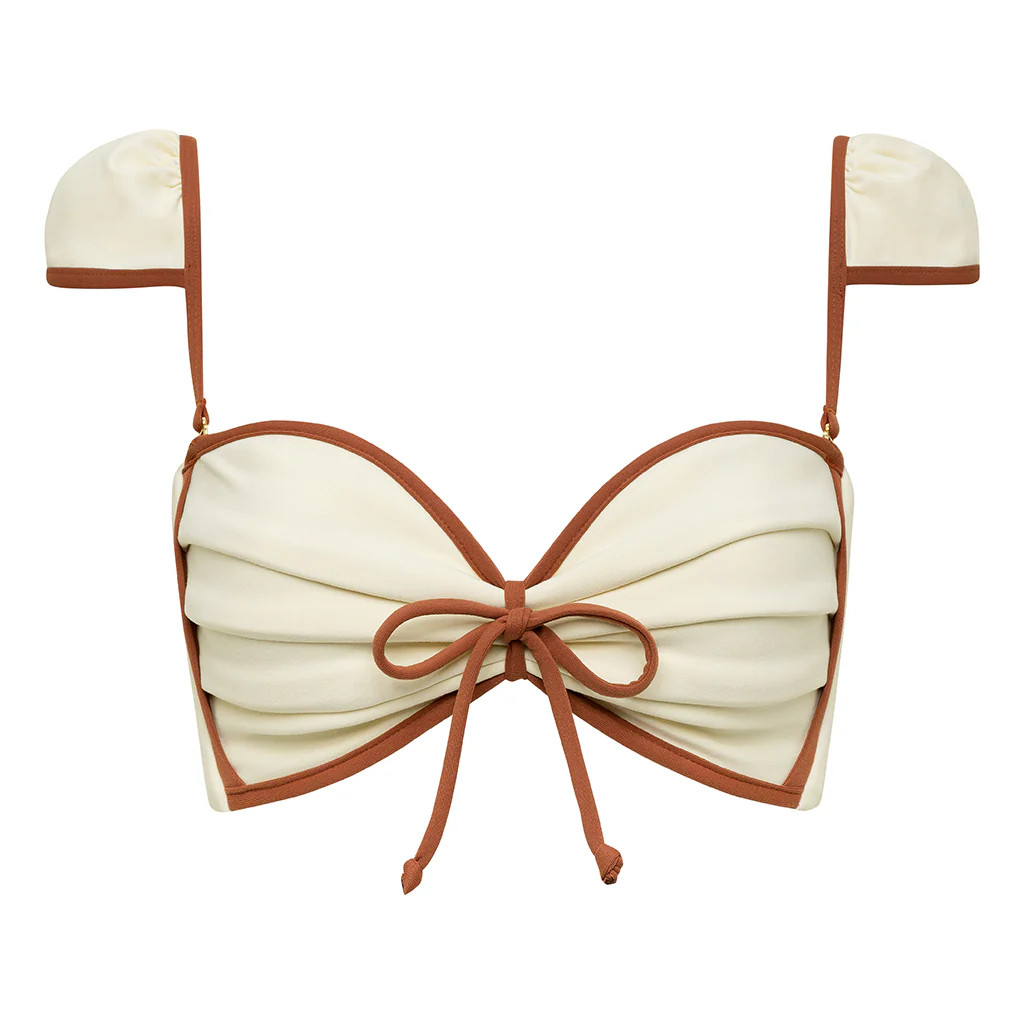 Oat Terracotta Binded Cabana Bows Bikini Top | Montce