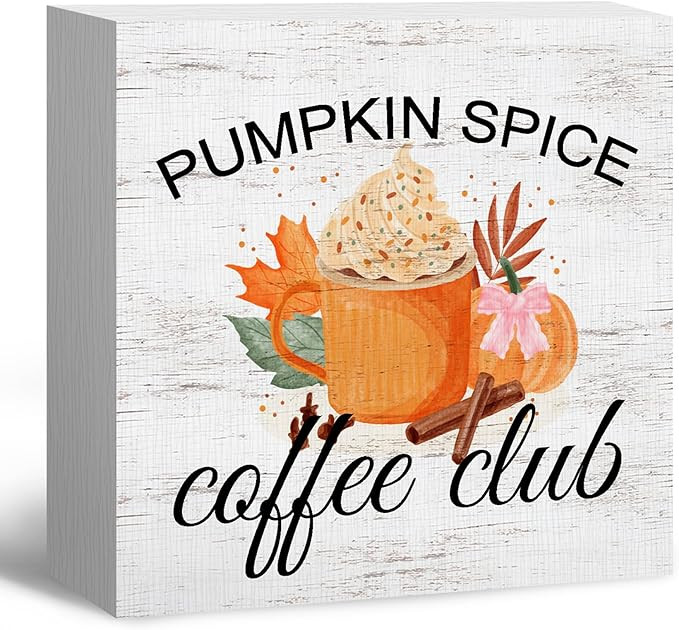 Fall Coffee Lover Wood Box Sign, Fall Desk Decor, Fall Shelf Decor, Fall Pumpkin Spice Coffee Clu... | Amazon (US)