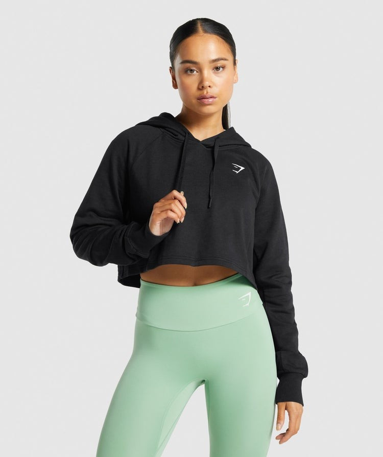 Gymshark Training Cropped Hoodie - Black | Gymshark (Global)