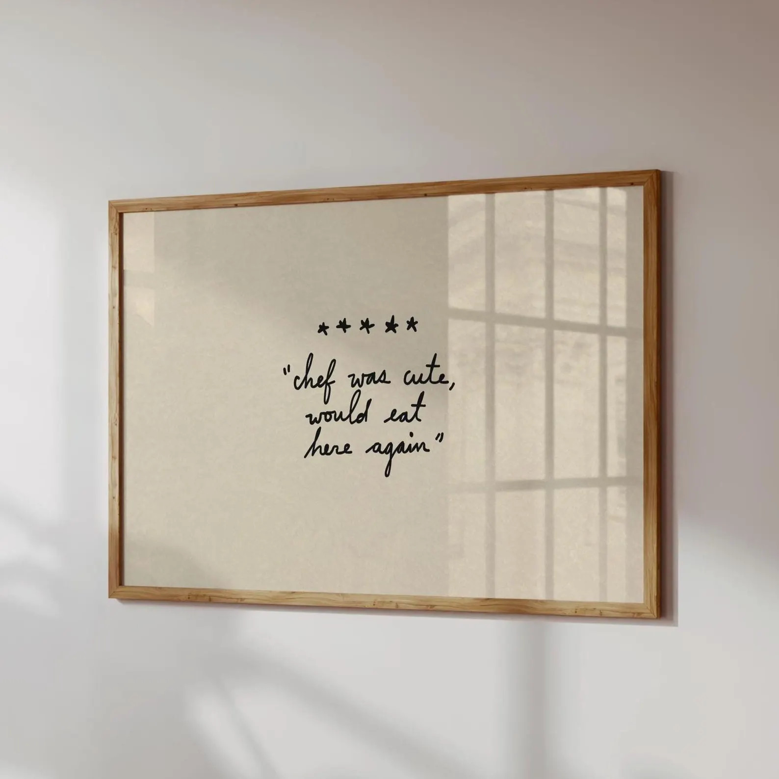 Chef Was Cute Print: Hand-Drawn Typography Poster, Neutral Kitchen Decor (Digital Download, Horiz... | Etsy (US)