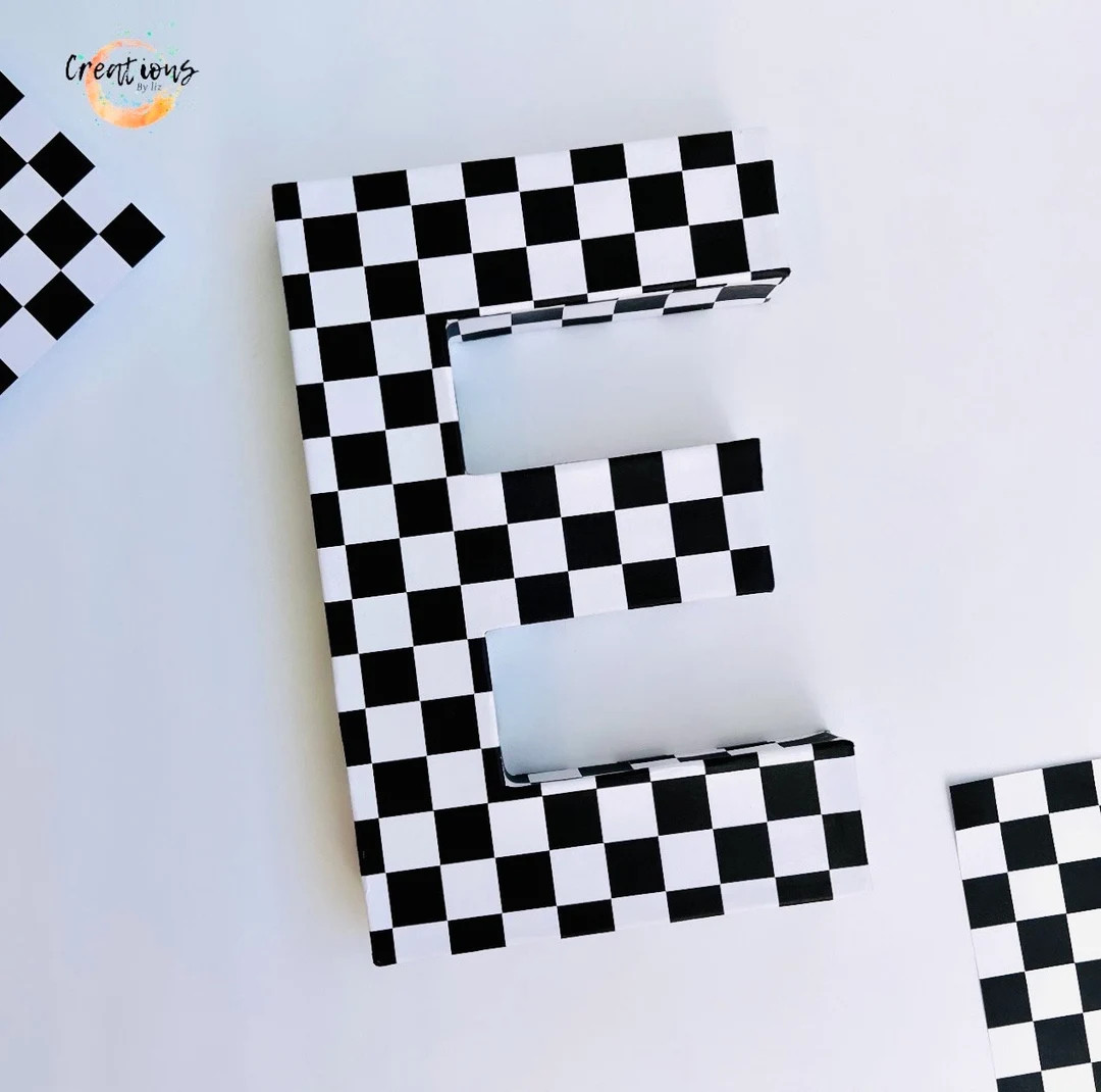 Black and White Checkered Party, Black and White Checkered 3D Letter, Race Party Decor, Racing Bi... | Etsy (US)
