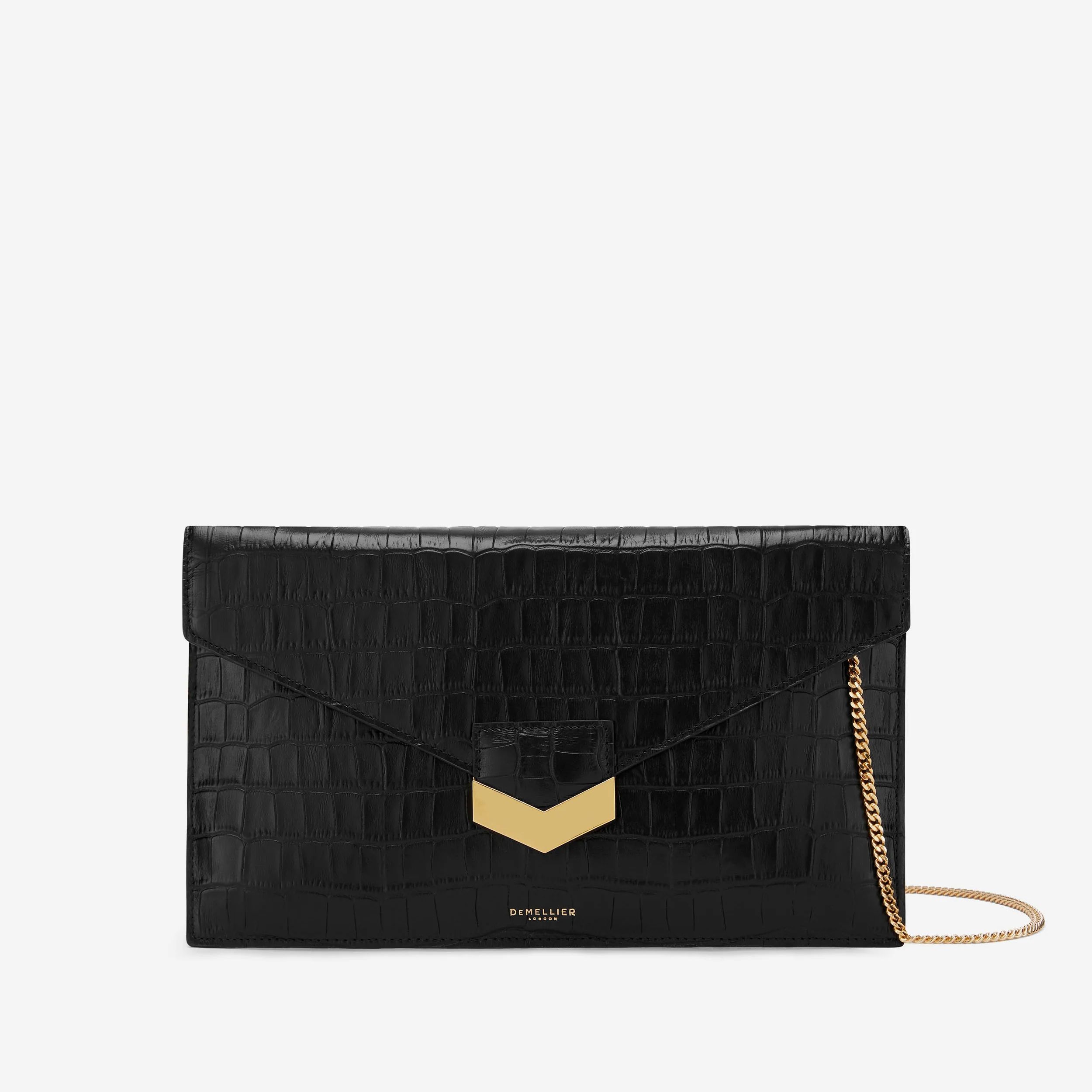 The London Clutch | Black Croc-Effect | DeMellier | DeMellier