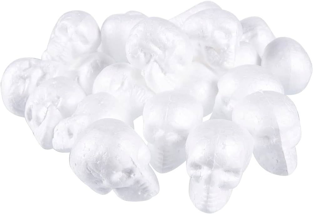 Juvale Foam Skulls for DIY Halloween Crafts, Decorations (White, 24 Pack) | Amazon (US)