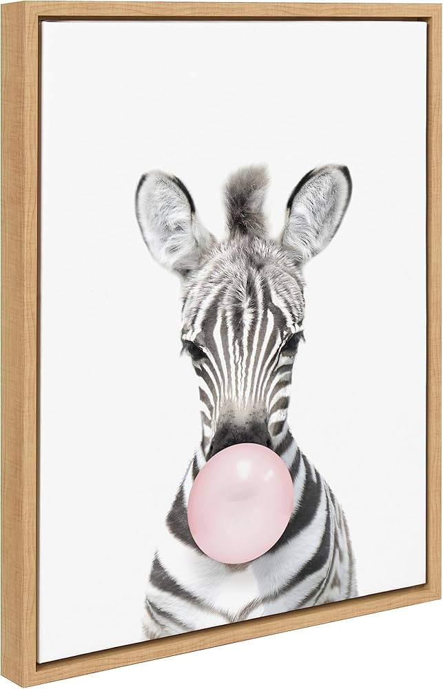 Kate and Laurel Sylvie Bubble Gum Zebra Framed Canvas Wall Art by Amy Peterson Art Studio, 18x24 ... | Amazon (US)