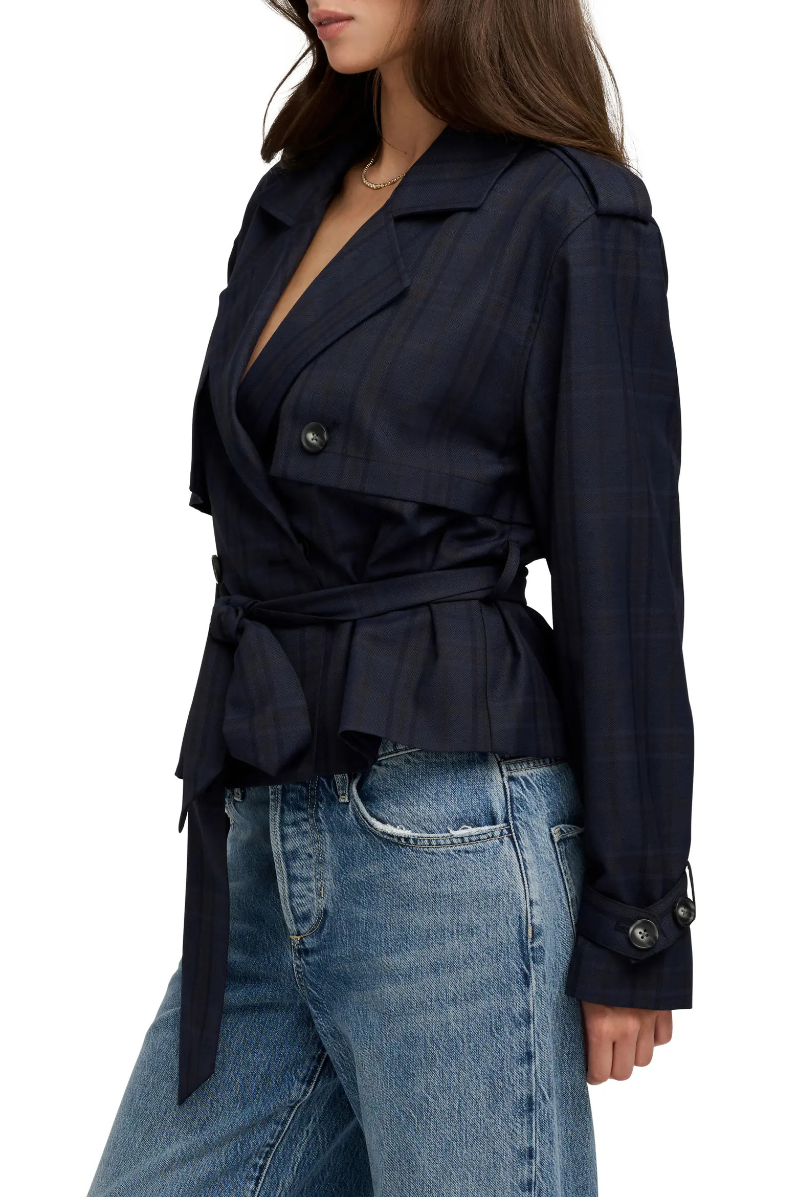 The Cropped Charles Plaid Trench Coat (Women) | Nordstrom | Nordstrom