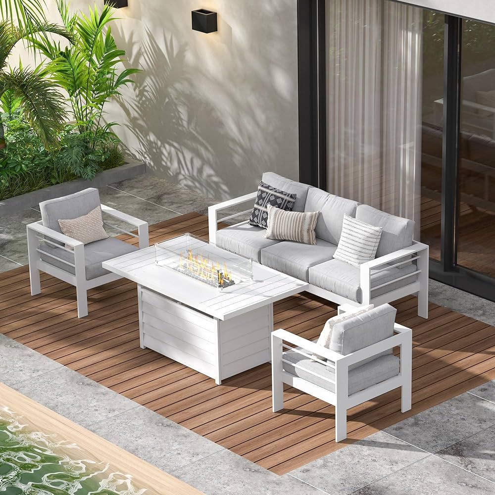 Wisteria Lane Aluminum Patio Furniture Set, 4 Pcs Metal Outdoor Furniture Set with CSA Certified ... | Amazon (US)