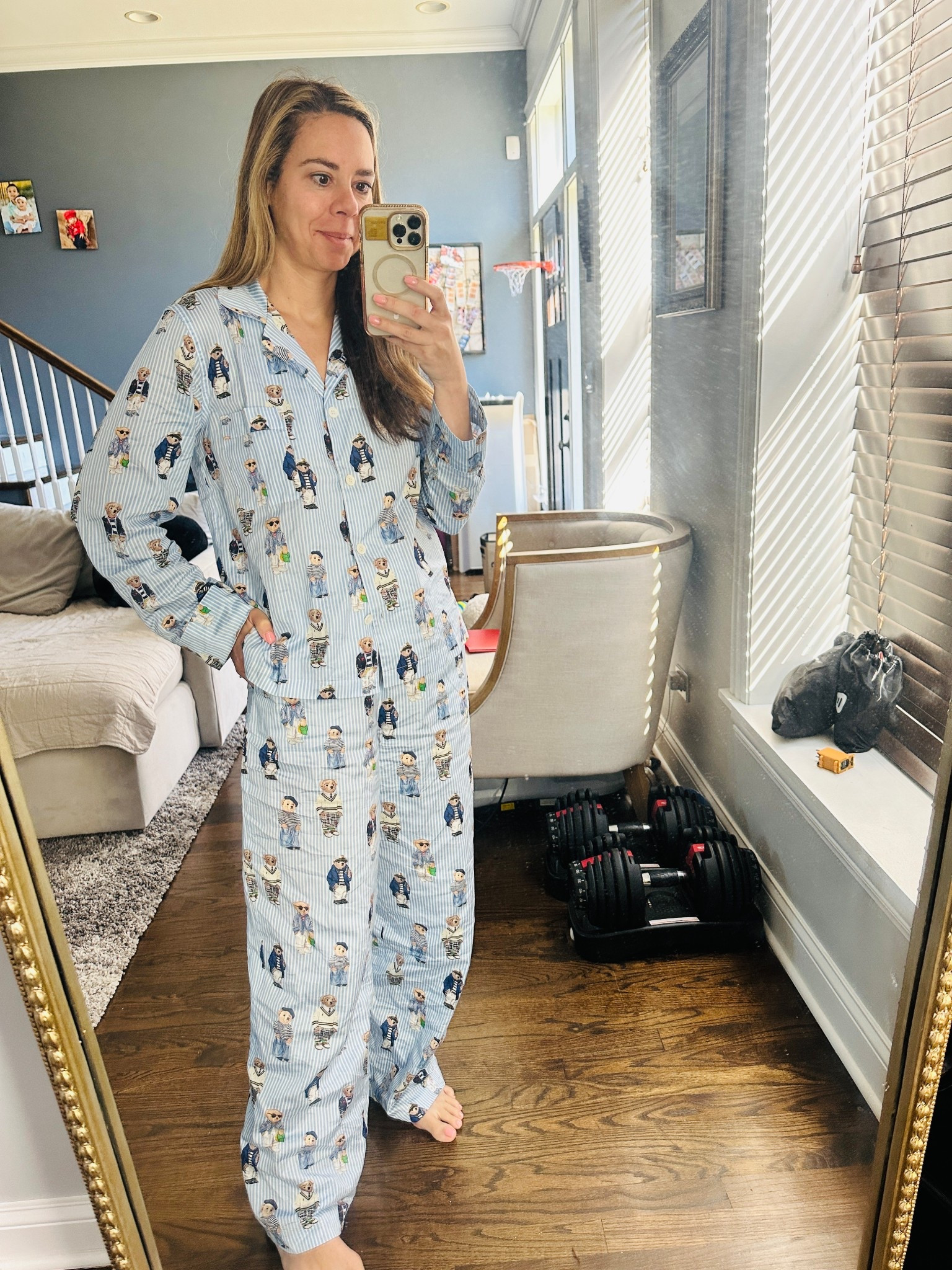 Transition to fall pajamas with pockets, Ralph Lauren wearing size small, elastic waistband, teddy bear, Madison blue, bloodies, buttons, pjs, Jaclin Natale 

#LTKSeasonal #LTKHome #LTKStyleTip