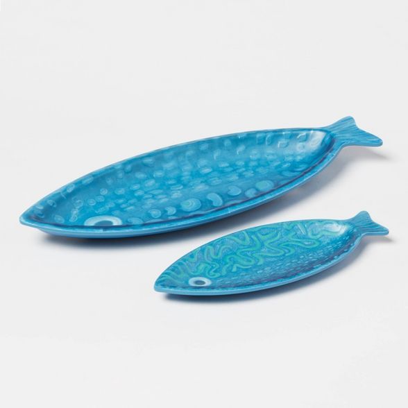 2pc Melamine and Bamboo Fish Nesting Platters - Opalhouse™ | Target
