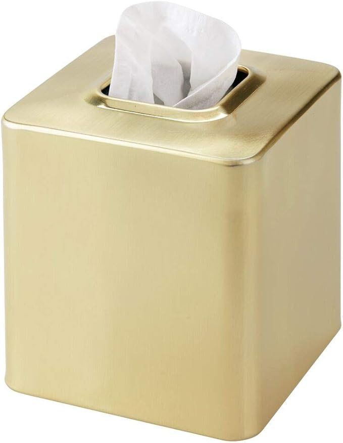 mDesign Square Paper Facial Tissue Box Cover Holder for Bathroom Vanity Countertops, Bedroom Dres... | Amazon (US)